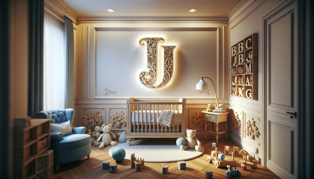 Prénom de garçon en J, chambre de bébé décorée de lettres en bois./100