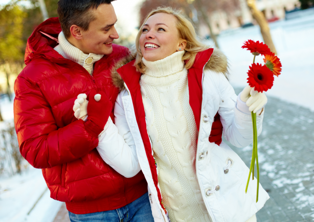 couple heureux en hiver